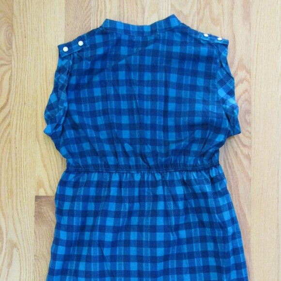 l.e.i. WOMEN'S JUNIOR'S SIZE S TOP NAVY BLUE & TEAL PLAID TUNIC MARIBETH SS NWT - Picture 6 of 12